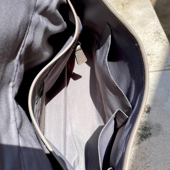 Coach SoHo Optic Pastel Sig C Grey & Peach w/Leather Trim Linen Flap Buckle Hobo - Picture 14 of 16